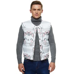 Cat-with-bow-pattern Men s Button Up Puffer Vest	 by Simbadda