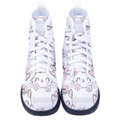 Cat-with-bow-pattern Men s High-top Canvas Sneakers by Simbadda