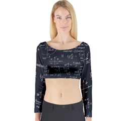 Mathematical-seamless-pattern-with-geometric-shapes-formulas Long Sleeve Crop Top by Simbadda