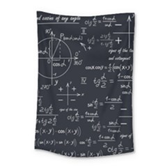 Mathematical-seamless-pattern-with-geometric-shapes-formulas Small Tapestry by Simbadda