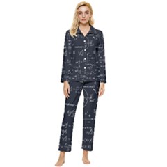 Mathematical-seamless-pattern-with-geometric-shapes-formulas Womens  Long Sleeve Velvet Pocket Pajamas Set by Simbadda