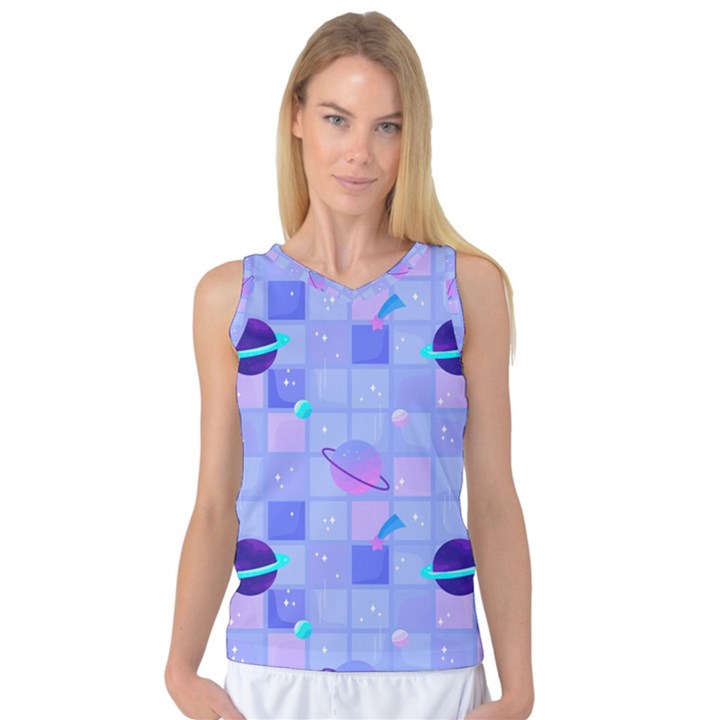 Seamless-pattern-pastel-galaxy-future Women s Basketball Tank Top