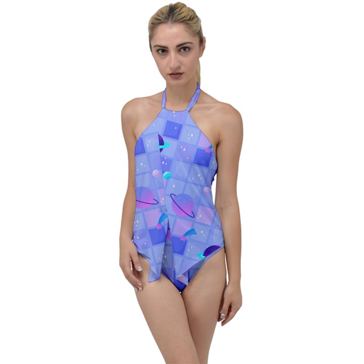 Seamless-pattern-pastel-galaxy-future Go with the Flow One Piece Swimsuit