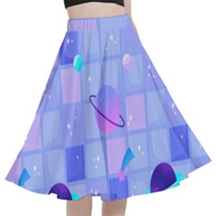 Seamless-pattern-pastel-galaxy-future A-line Full Circle Midi Skirt With Pocket