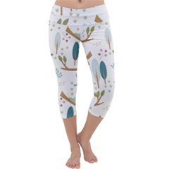 Pattern-sloth-woodland Capri Yoga Leggings by Simbadda