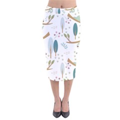 Pattern-sloth-woodland Velvet Midi Pencil Skirt by Simbadda