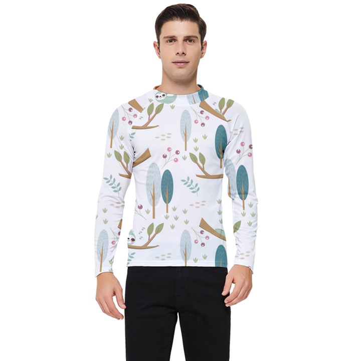 Pattern-sloth-woodland Men s Long Sleeve Rash Guard