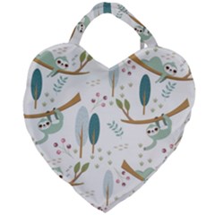 Pattern-sloth-woodland Giant Heart Shaped Tote by Simbadda