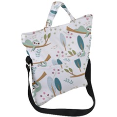 Pattern-sloth-woodland Fold Over Handle Tote Bag by Simbadda