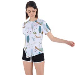 Pattern-sloth-woodland Asymmetrical Short Sleeve Sports Tee by Simbadda