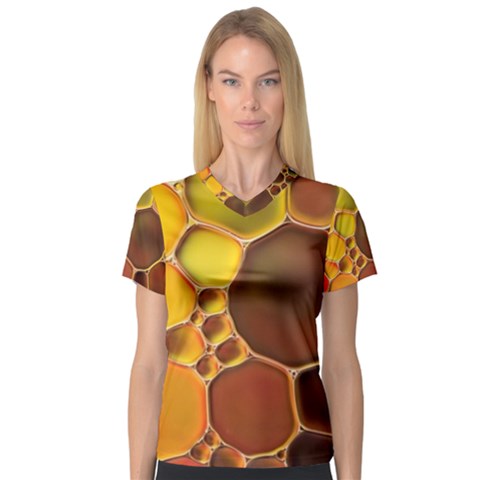 Abstract Oil Painting V-neck Sport Mesh Tee by Excel