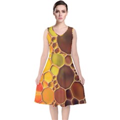 Abstract Oil Painting V-neck Midi Sleeveless Dress 