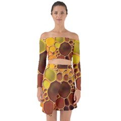 Abstract Oil Painting Off Shoulder Top With Skirt Set by Excel