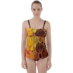 Abstract Oil Painting Twist Front Tankini Set by Excel