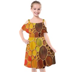 Abstract Oil Painting Kids  Cut Out Shoulders Chiffon Dress by Excel