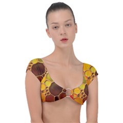 Abstract Oil Painting Cap Sleeve Ring Bikini Top by Excel