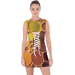 Abstract Oil Painting Lace Up Front Bodycon Dress by Excel