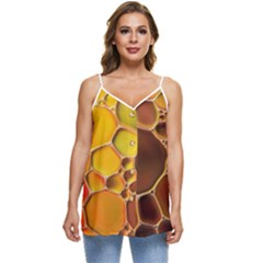 Abstract Oil Painting Casual Spaghetti Strap Chiffon Top by Excel