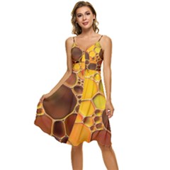 Abstract Oil Painting Sleeveless Tie Front Chiffon Dress by Excel