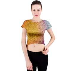 Rain Drop Abstract Design Crew Neck Crop Top by Excel