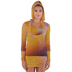 Rain Drop Abstract Design Long Sleeve Hooded T-shirt by Excel