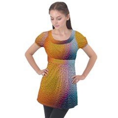 Rain Drop Abstract Design Puff Sleeve Tunic Top by Excel