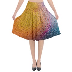 Rain Drop Abstract Design Flared Midi Skirt by Excel