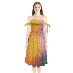 Rain Drop Abstract Design Shoulder Tie Bardot Midi Dress by Excel