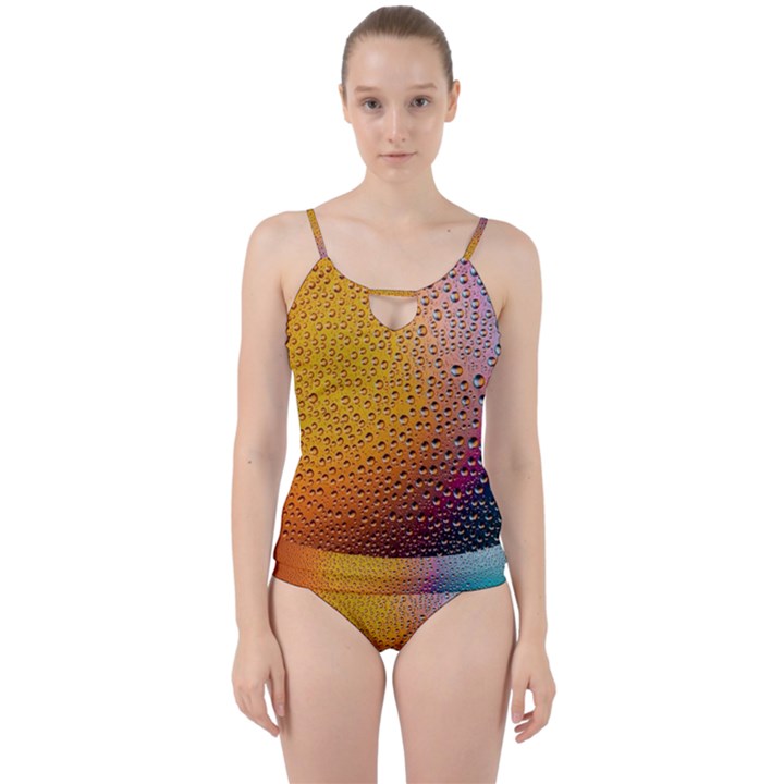 Rain Drop Abstract Design Cut Out Top Tankini Set