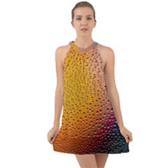 Rain Drop Abstract Design Halter Tie Back Chiffon Dress by Excel