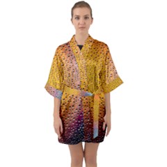 Rain Drop Abstract Design Half Sleeve Satin Kimono  by Excel