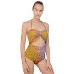 Rain Drop Abstract Design Scallop Top Cut Out Swimsuit by Excel