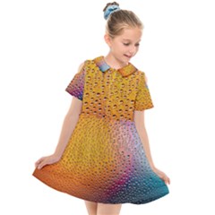 Rain Drop Abstract Design Kids  Short Sleeve Shirt Dress by Excel