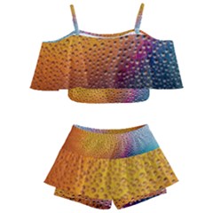 Rain Drop Abstract Design Kids  Off Shoulder Skirt Bikini by Excel