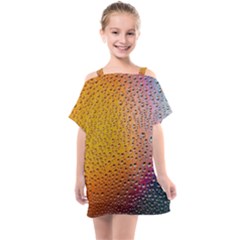 Rain Drop Abstract Design Kids  One Piece Chiffon Dress by Excel