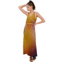 Rain Drop Abstract Design V-neck Chiffon Maxi Dress by Excel