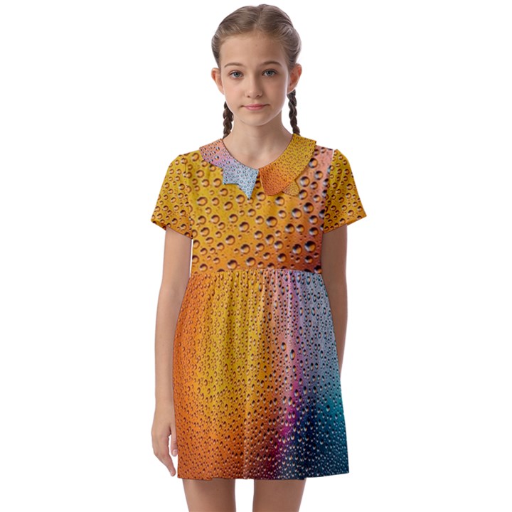 Rain Drop Abstract Design Kids  Asymmetric Collar Dress