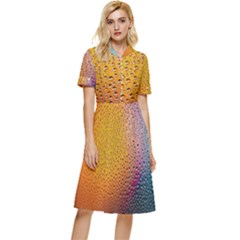 Rain Drop Abstract Design Button Top Knee Length Dress by Excel