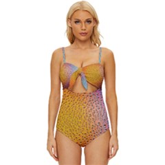 Rain Drop Abstract Design Knot Front One-piece Swimsuit by Excel