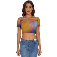 Rain Drop Abstract Design Short Sleeve Square Neckline Crop Top  by Excel