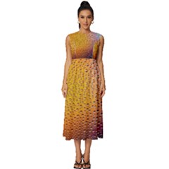 Rain Drop Abstract Design Sleeveless Round Neck Midi Dress by Excel