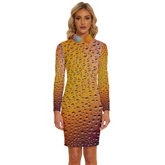 Rain Drop Abstract Design Long Sleeve Shirt Collar Bodycon Dress by Excel