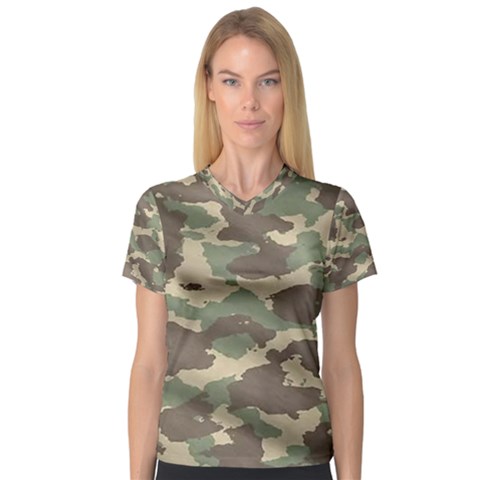 Camouflage Design V-neck Sport Mesh Tee by Excel