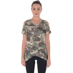 Camouflage Design Cut Out Side Drop Tee by Excel