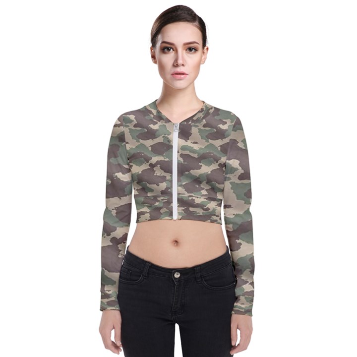 Camouflage Design Long Sleeve Zip Up Bomber Jacket