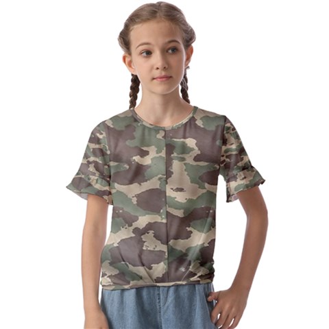 Camouflage Design Kids  Cuff Sleeve Scrunch Bottom Tee by Excel