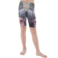 Graffiti Owl Design Kids  Mid Length Swim Shorts by Excel