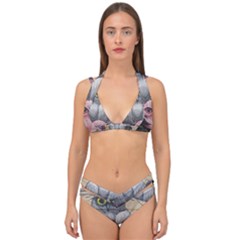 Graffiti Owl Design Double Strap Halter Bikini Set by Excel