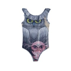 Graffiti Owl Design Kids  Frill Swimsuit by Excel