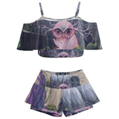 Graffiti Owl Design Kids  Off Shoulder Skirt Bikini by Excel